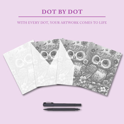Soft and Cute Baby Owl - Dot Painting