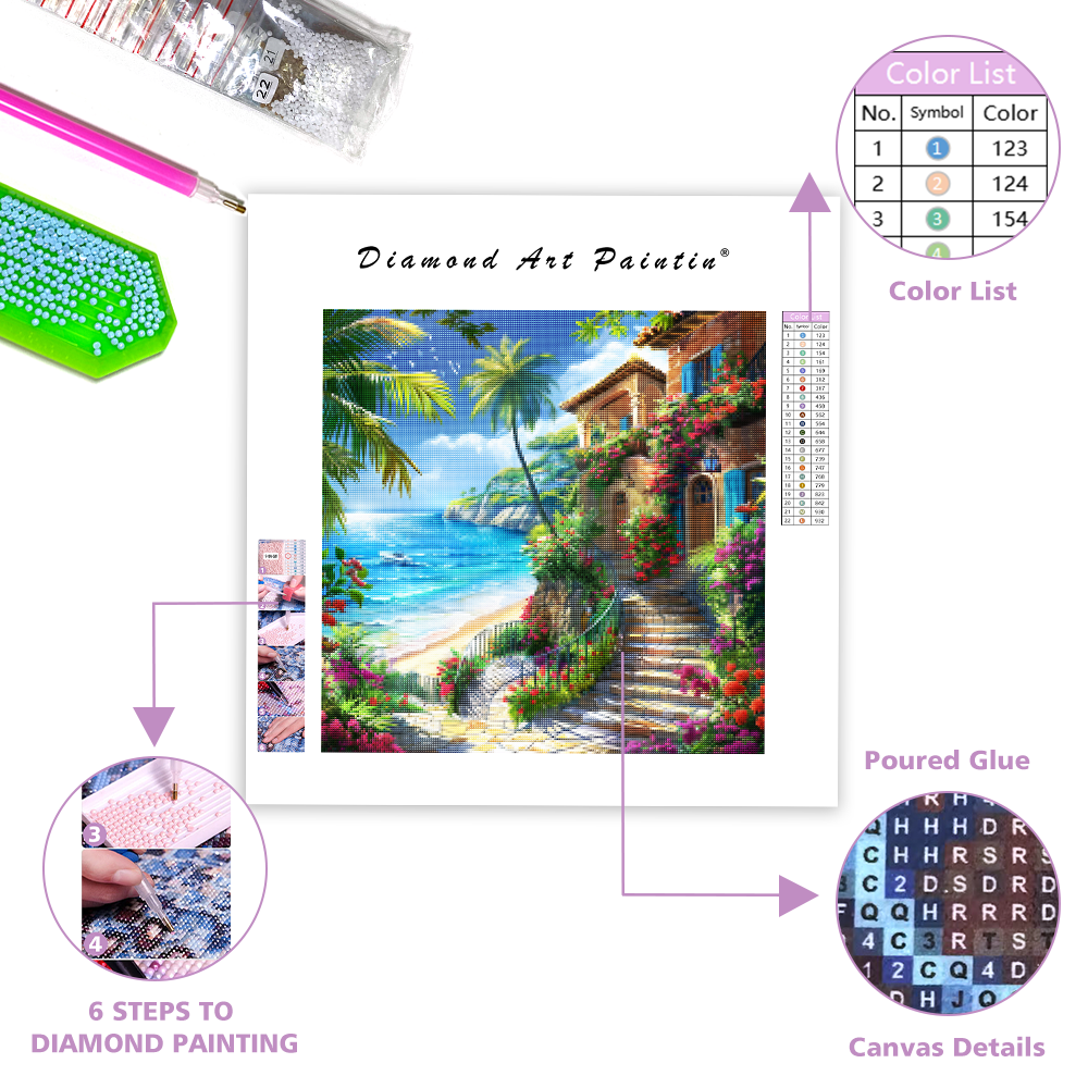 Tropical Beach Villa - Diamond Painting