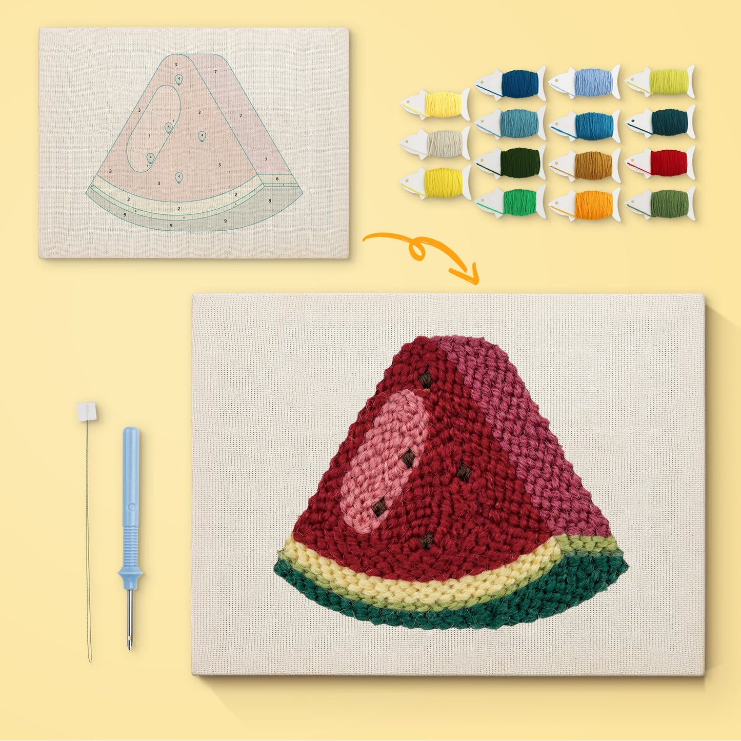 Watermelon Slice - Punch Needle