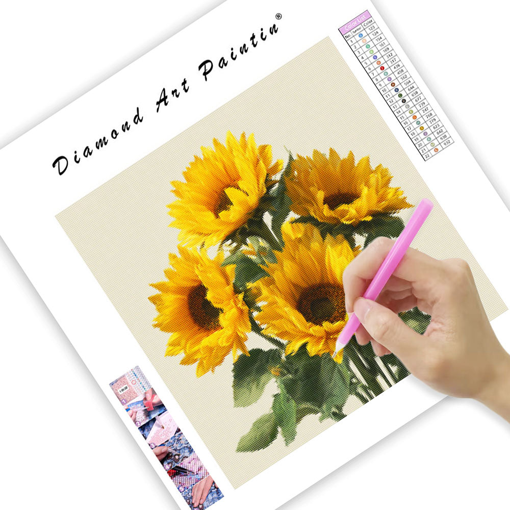 Yellow Sunflower Bouquet - Diamond Painting