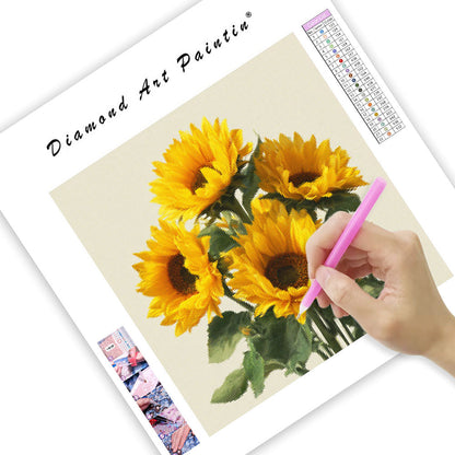 Yellow Sunflower Bouquet - Diamond Painting