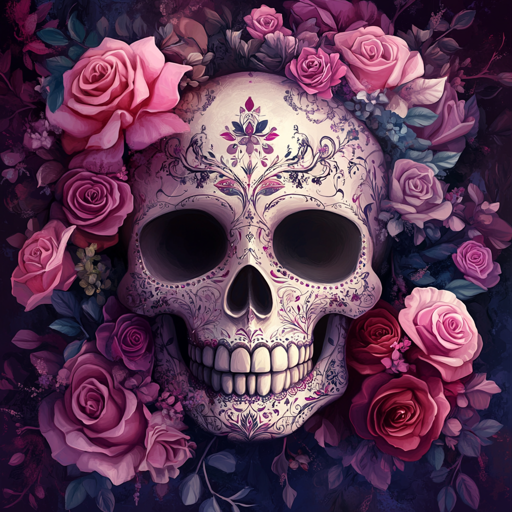 Floral Skull Beauty - Diamond Painting