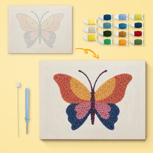 Colorful Butterfly - Punch Needle