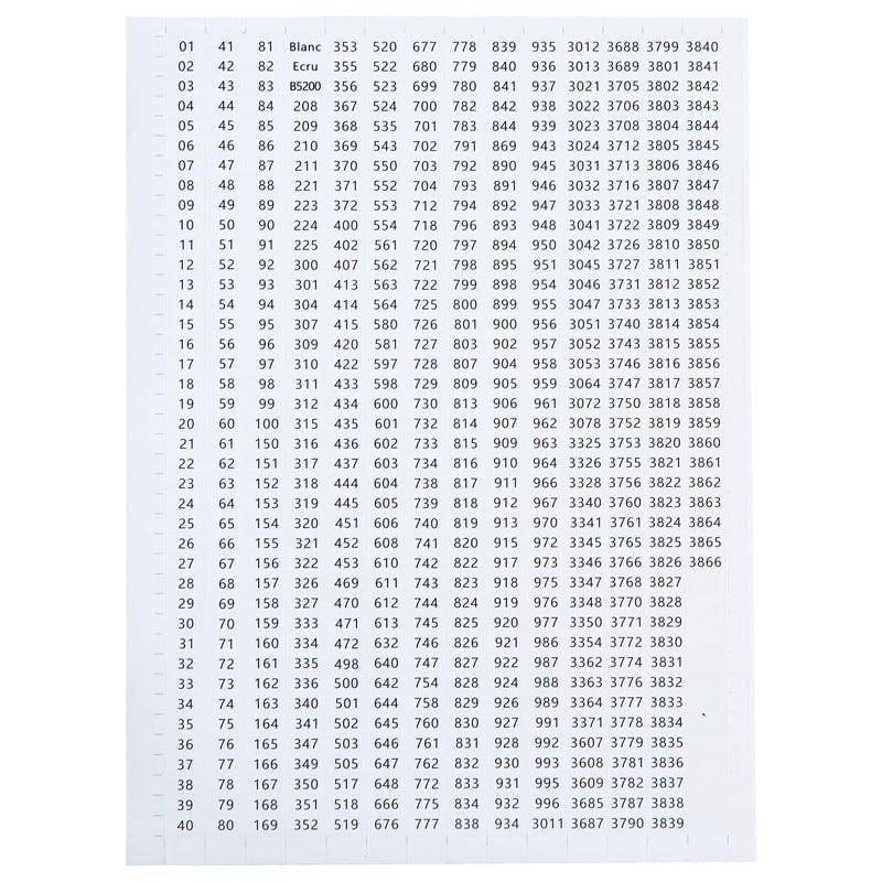 Diamond Painting DMC Color Card Label Sticker - Gift