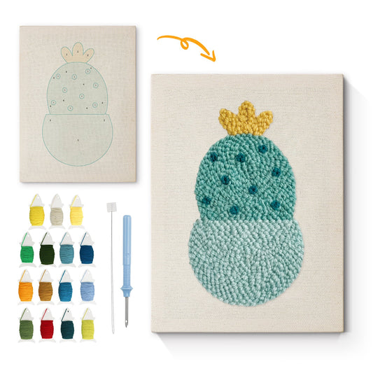 Cactus with Yellow Crown - Punch Needle