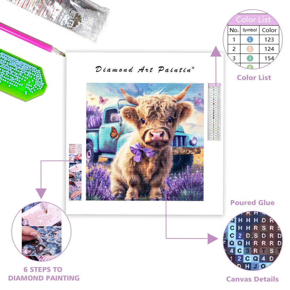Lavender Moo - Diamond Painting