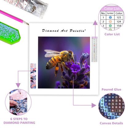 Honeybee on Lavender - Diamond Painting