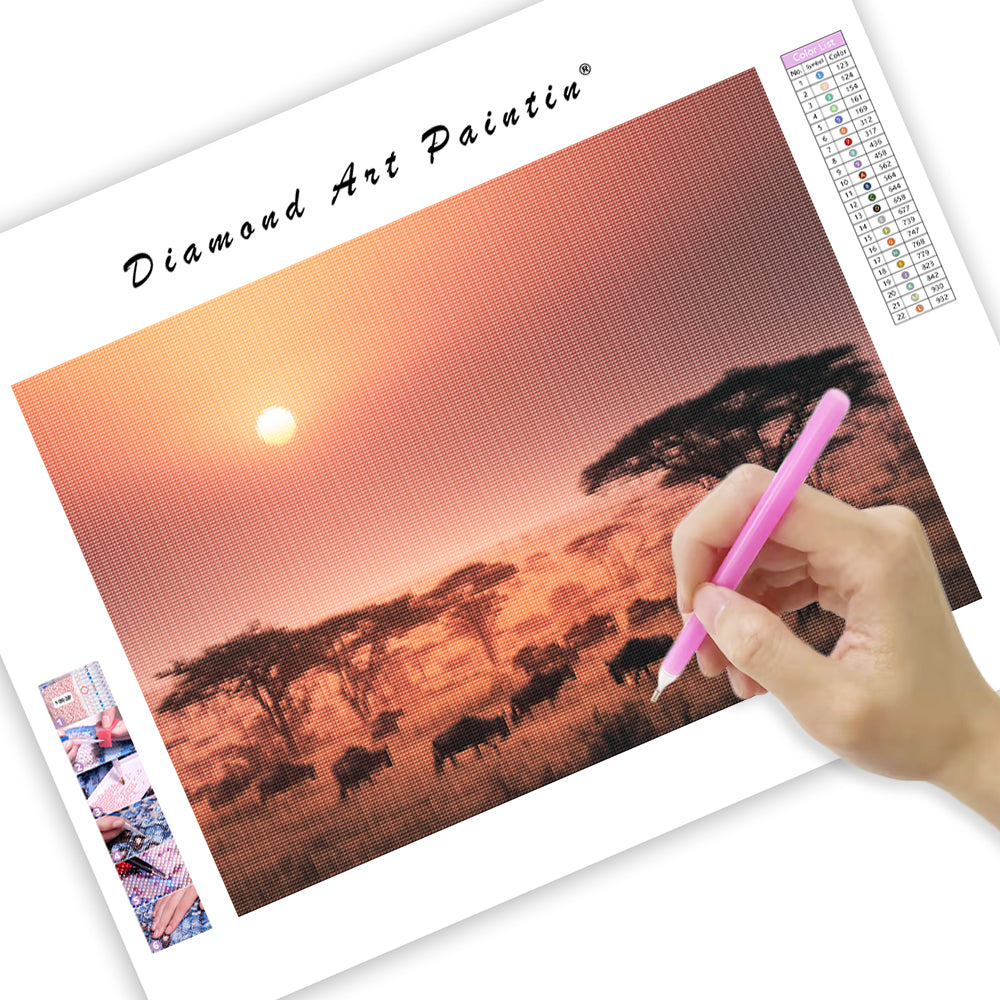 Sunrise Over the Serengeti - Diamond Painting