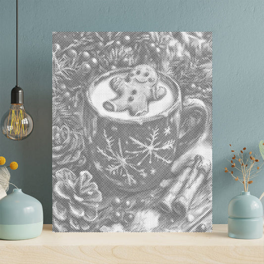 Gingerbread Man and Hot Tea - Dot Painting