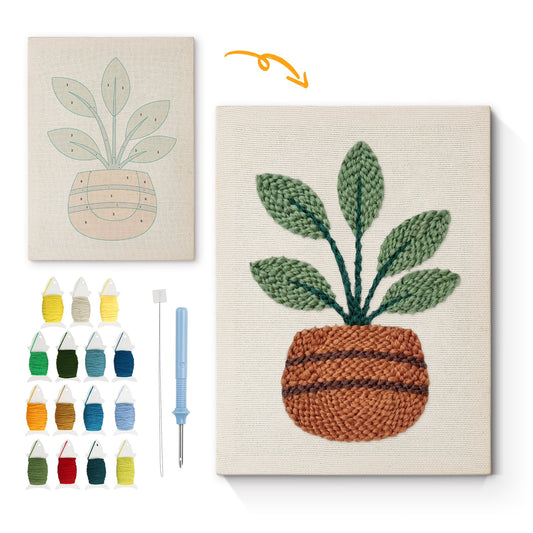 Verdant Potted Plant - Punch Needle