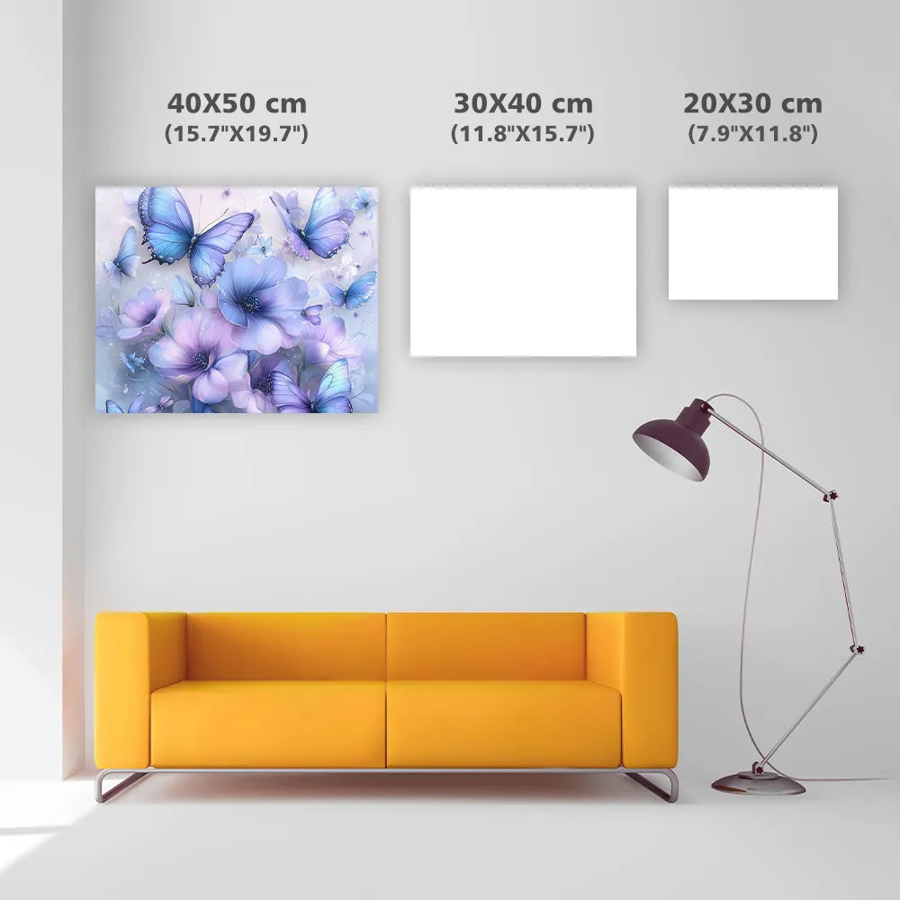 Purple Flowers and Butterflies Garden - Diamond Painting