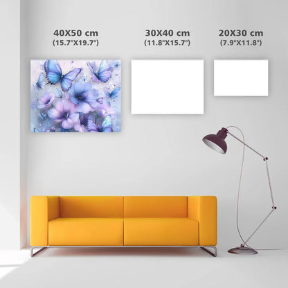 Purple Flowers and Butterflies Garden - Diamond Painting