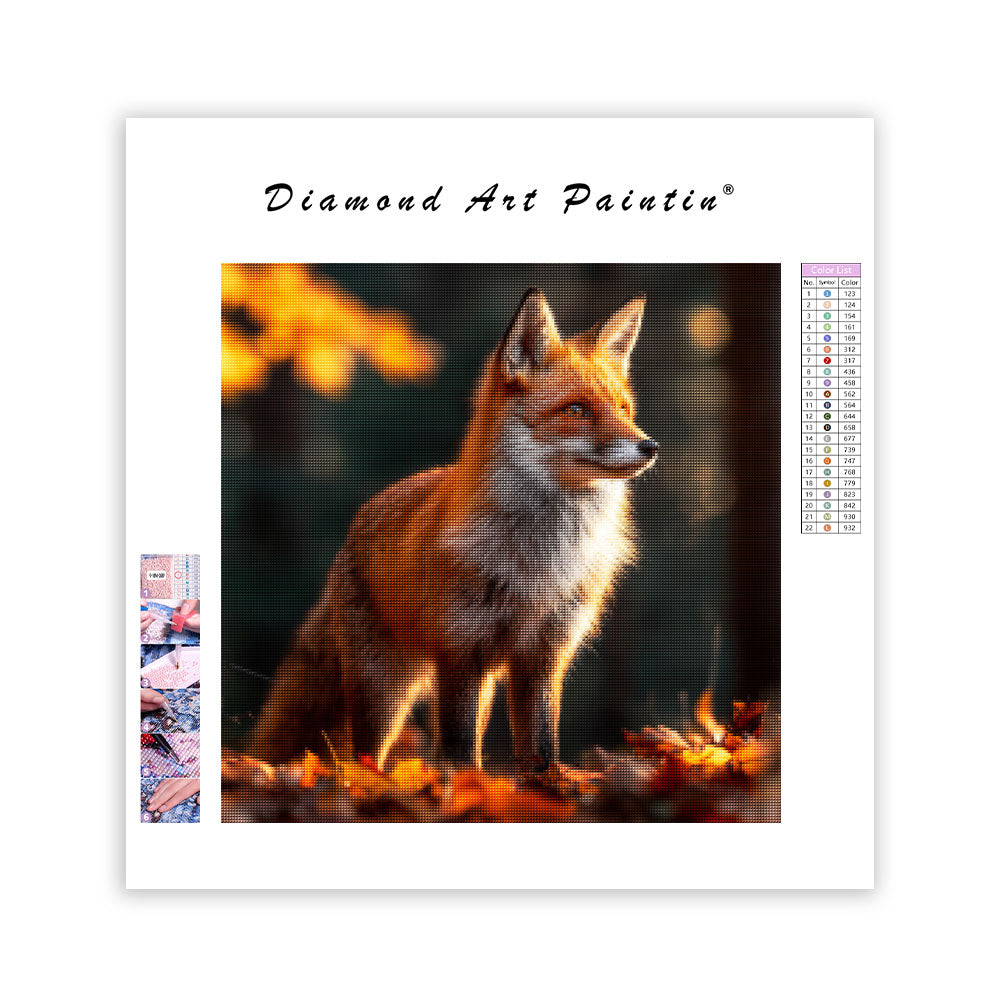 Red Fox in Autumn Forest - Diamond Painting