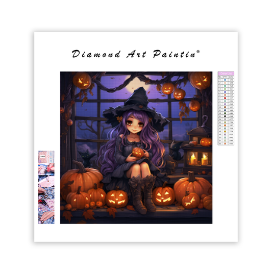 Witch Girl with Purple Hair - Diamond Painting
