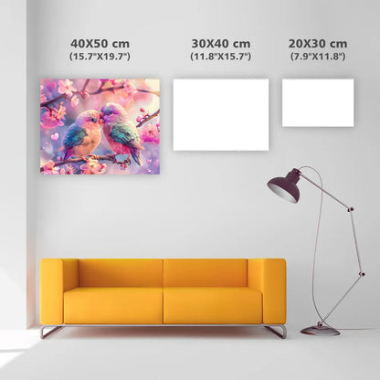 Lovebirds in Spring - Diamond Painting