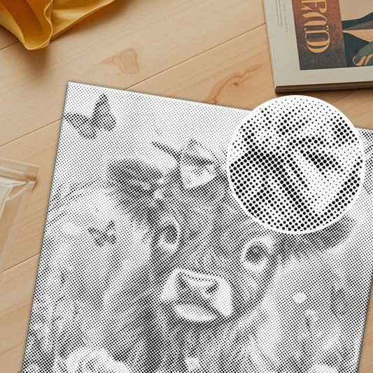 Adorable Highland Calf with Flowers - Dot Painting