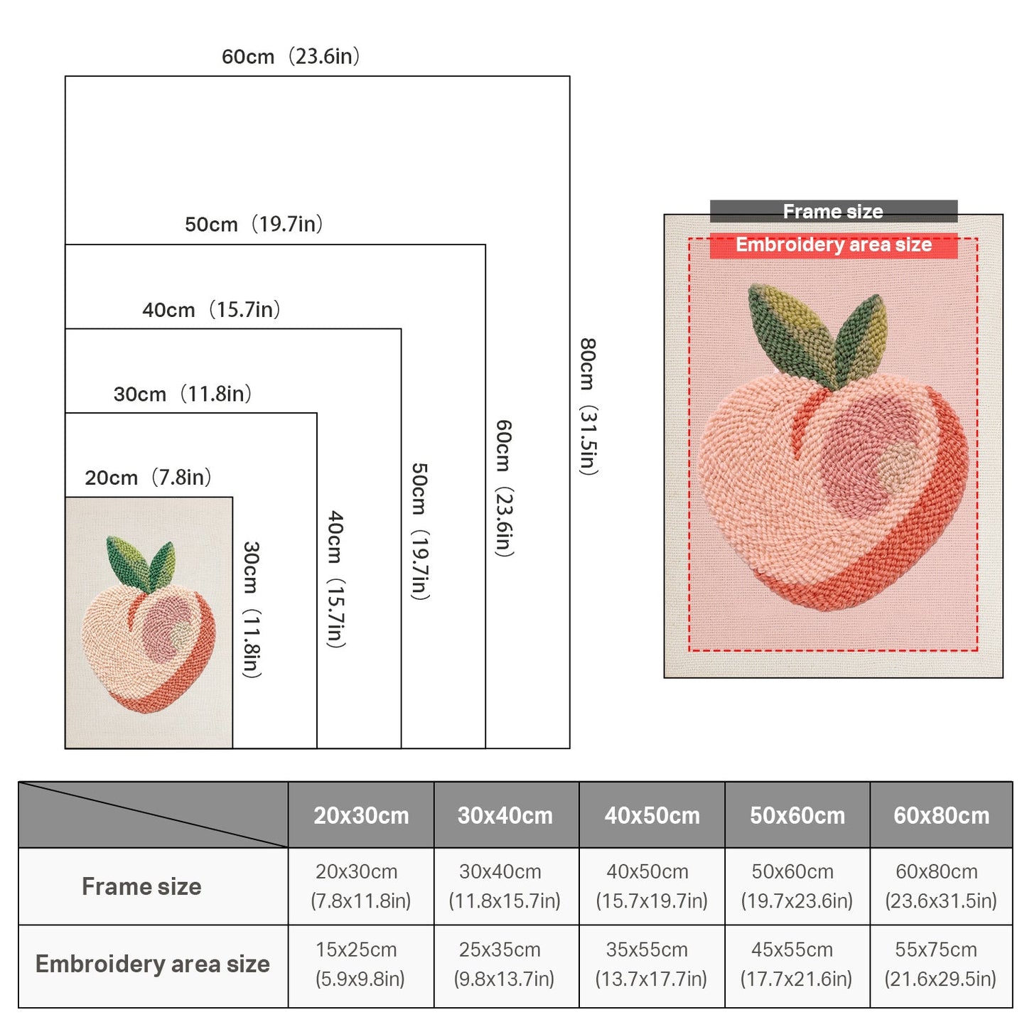 Peach Embroidery - Punch Needle