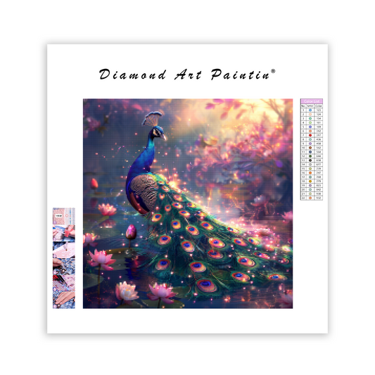 Lotus Dance Peacock - Diamond Painting