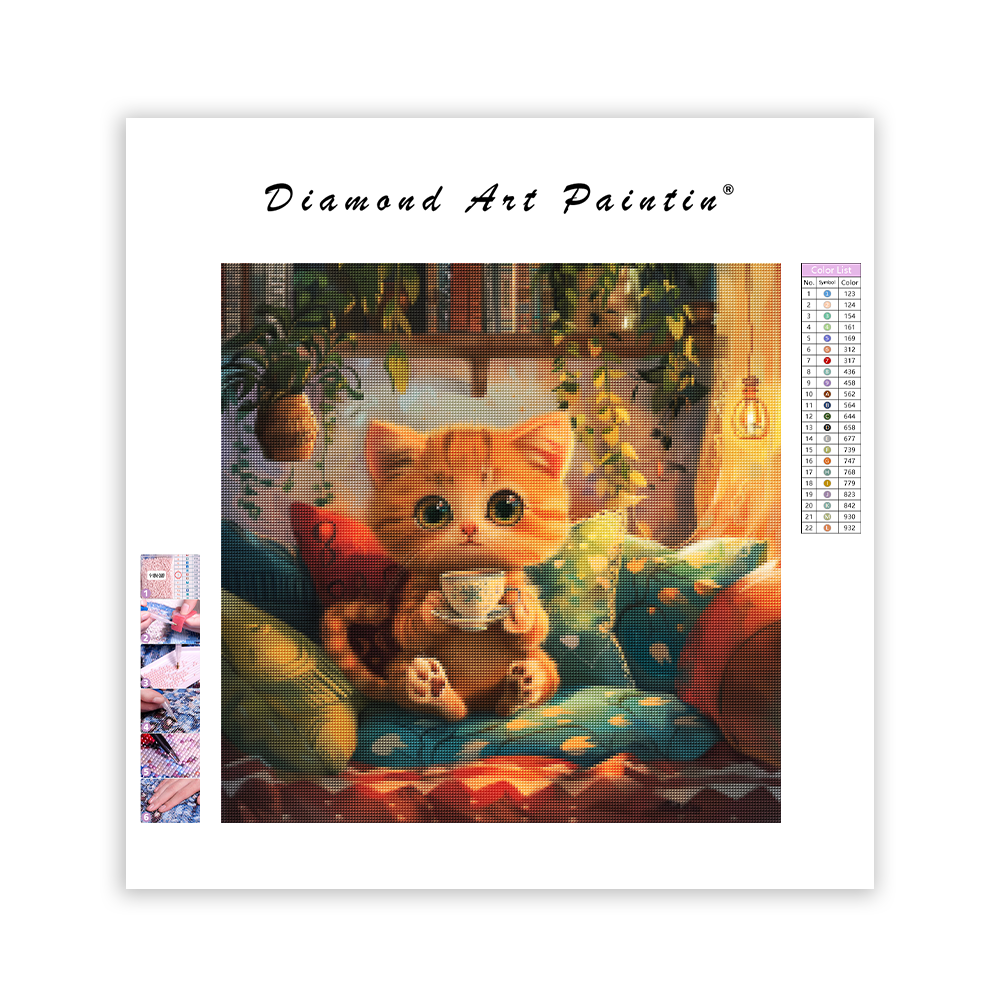 Cozy Cup Kitten - Diamond Painting