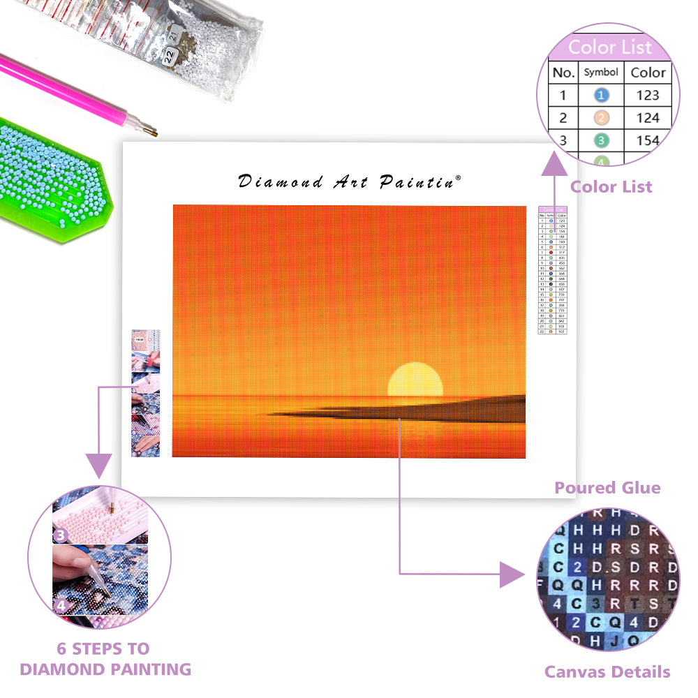 Sunset Beach Calm - Diamond Painting