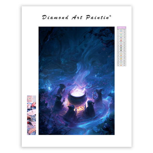 Witch’s Coven Around a Cauldron - Diamond Painting