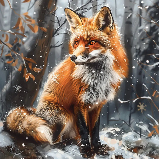 Fox In A Snowy Forest - Diamond Painting