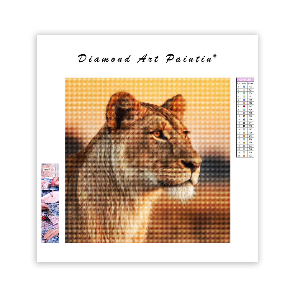 Lioness on the Savannah - Diamond Painting