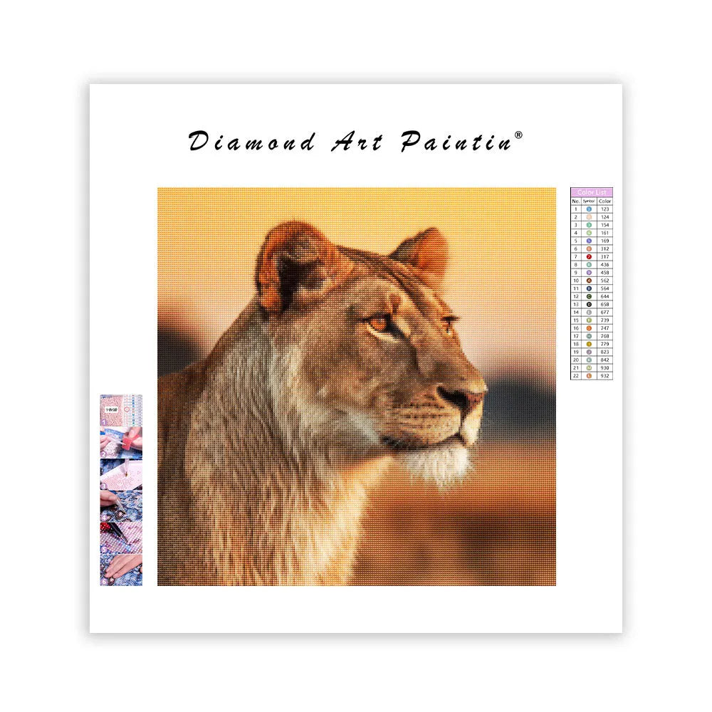 Lioness on the Savannah - Diamond Painting
