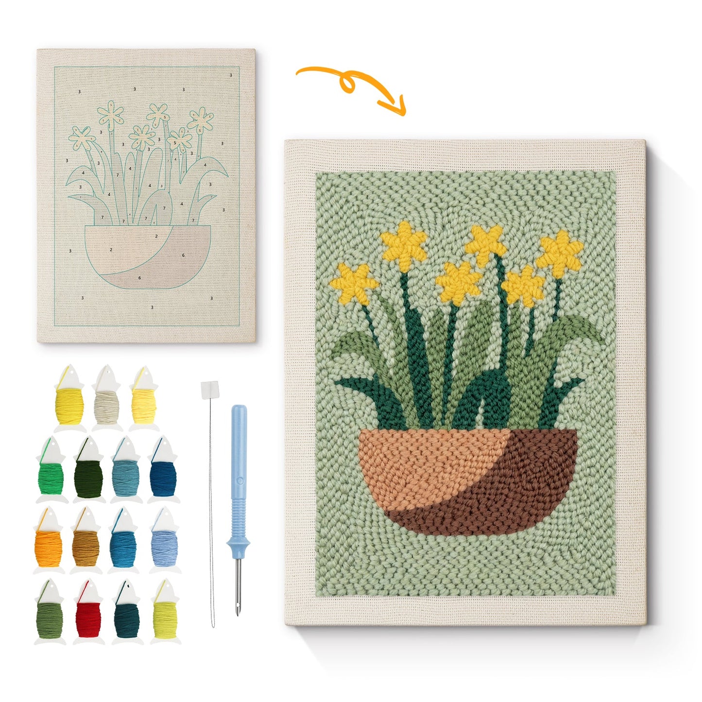 Yellow Daffodils - Punch Needle