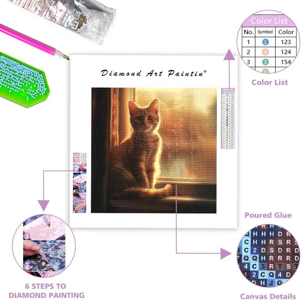 Happy Golden Cat - Diamond Painting
