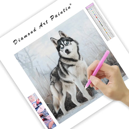 Husky in Snow - Diamond Painting
