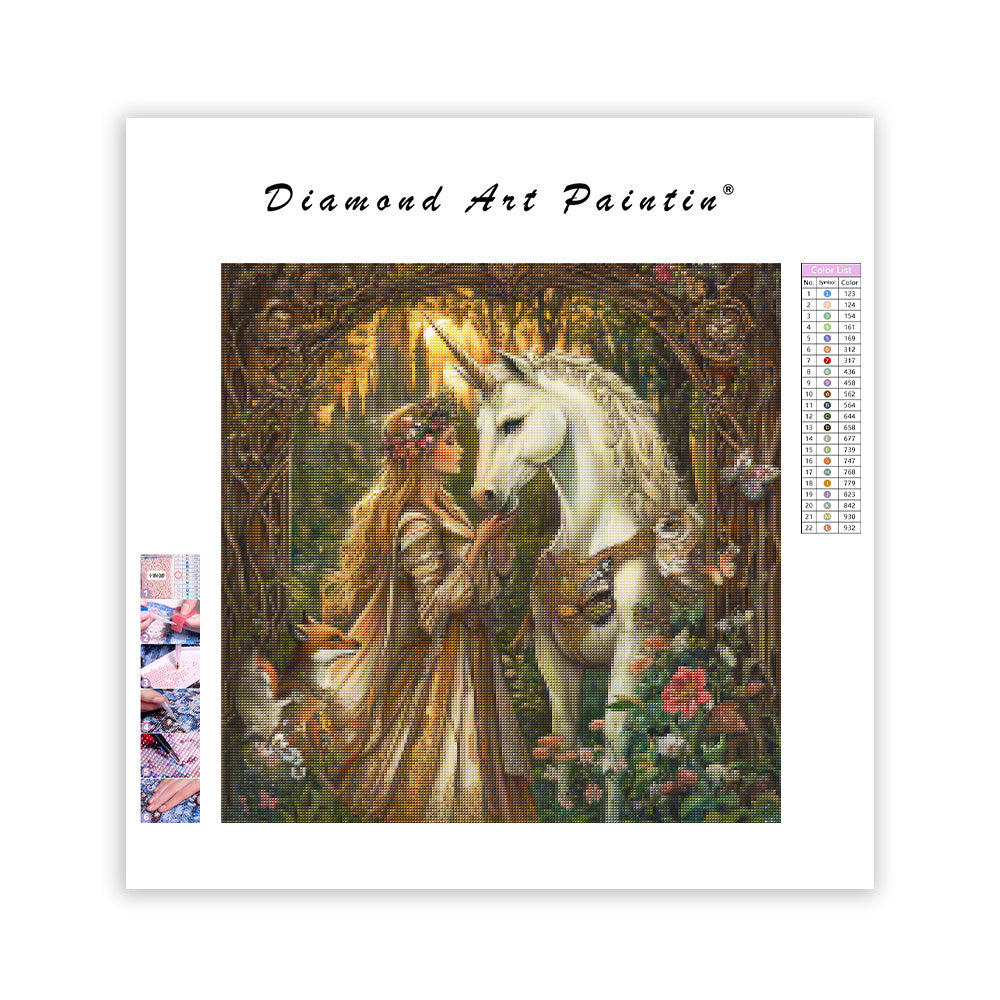 Unicorn and Maiden - Diamond Painting