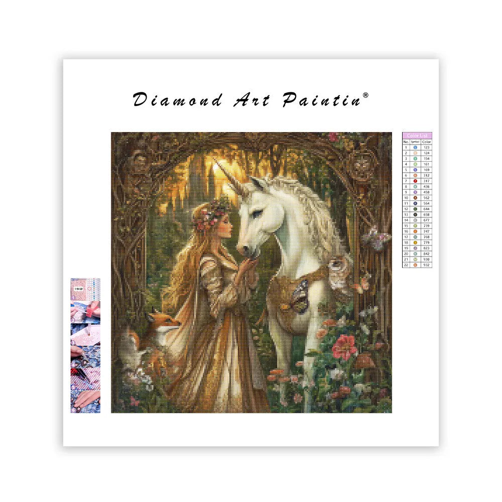 Unicorn and Maiden - Diamond Painting