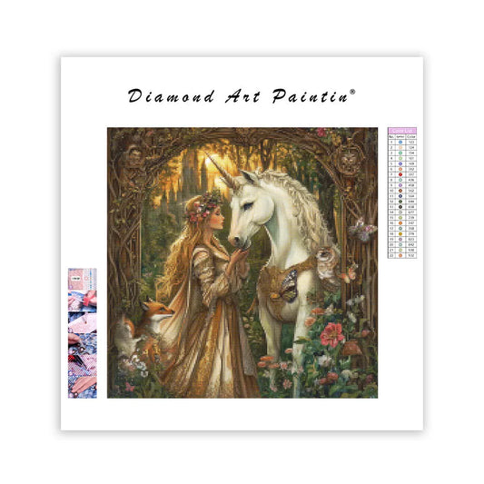 Unicorn and Maiden - Diamond Painting