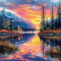 Lake At Sunset - Diamond Painting
