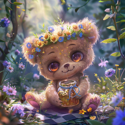 Flower Honey Bear - Diamond Painting