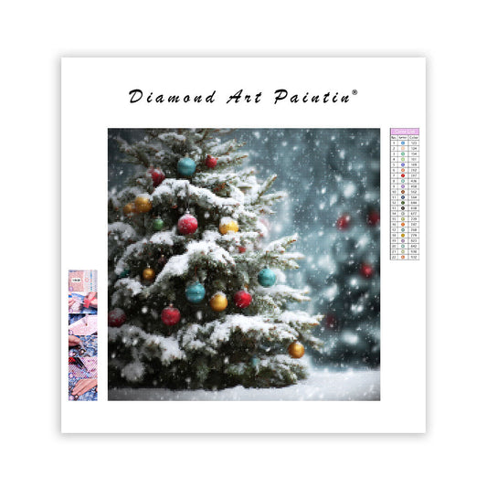 Snow-covered Christmas Tree - Diamond Painting