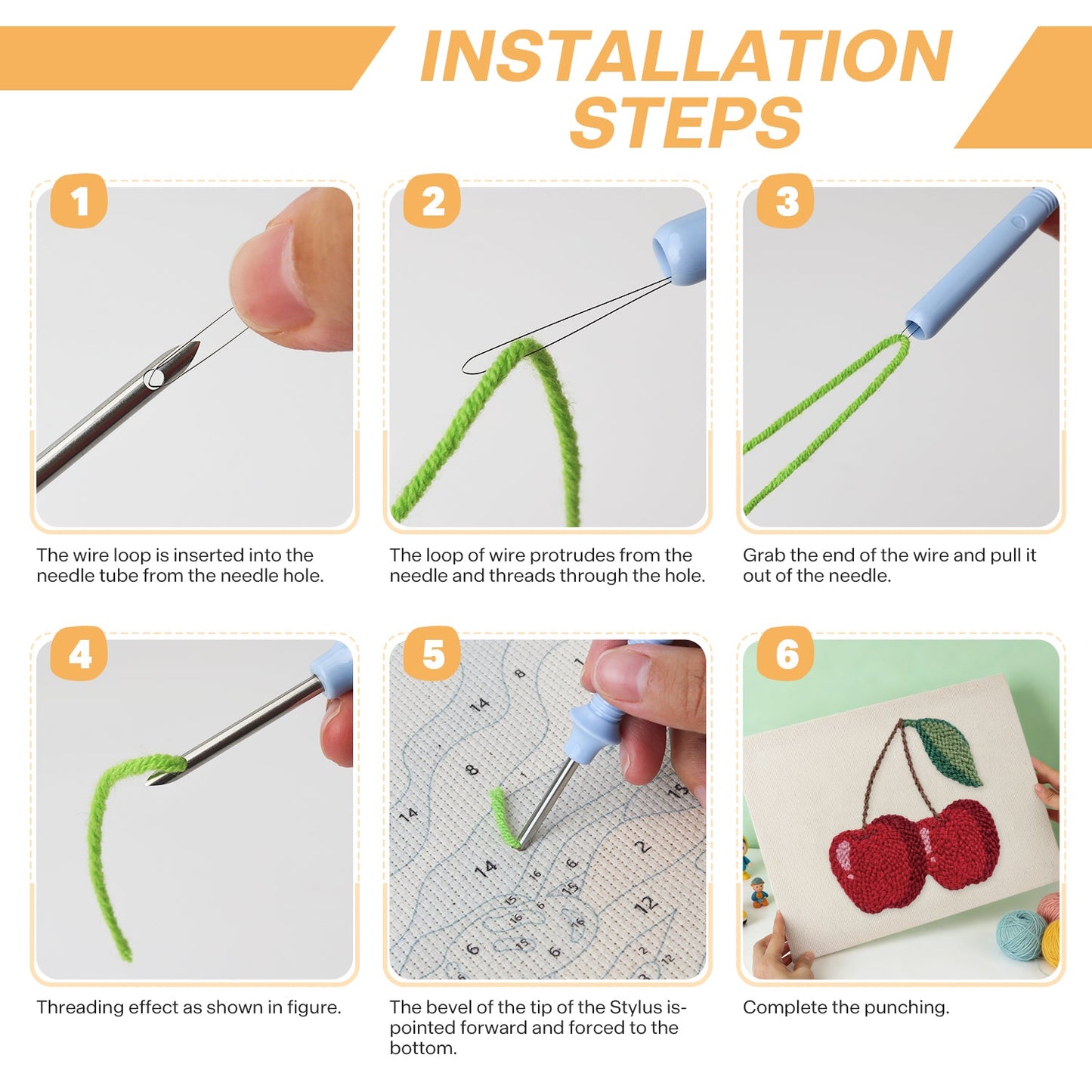 Cherry Pair - Punch Needle
