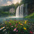 Serene Waterfall - Diamond Painting