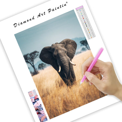 Elephant in the Grasslands - Diamond Painting