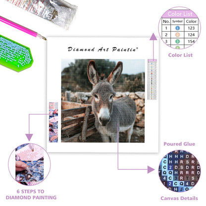 Donkey by Cart - Diamond Painting