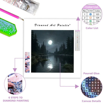 Moonlit Lake - Diamond Painting