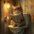 Relaxed Cat Reading the Newspaper - Diamond Painting