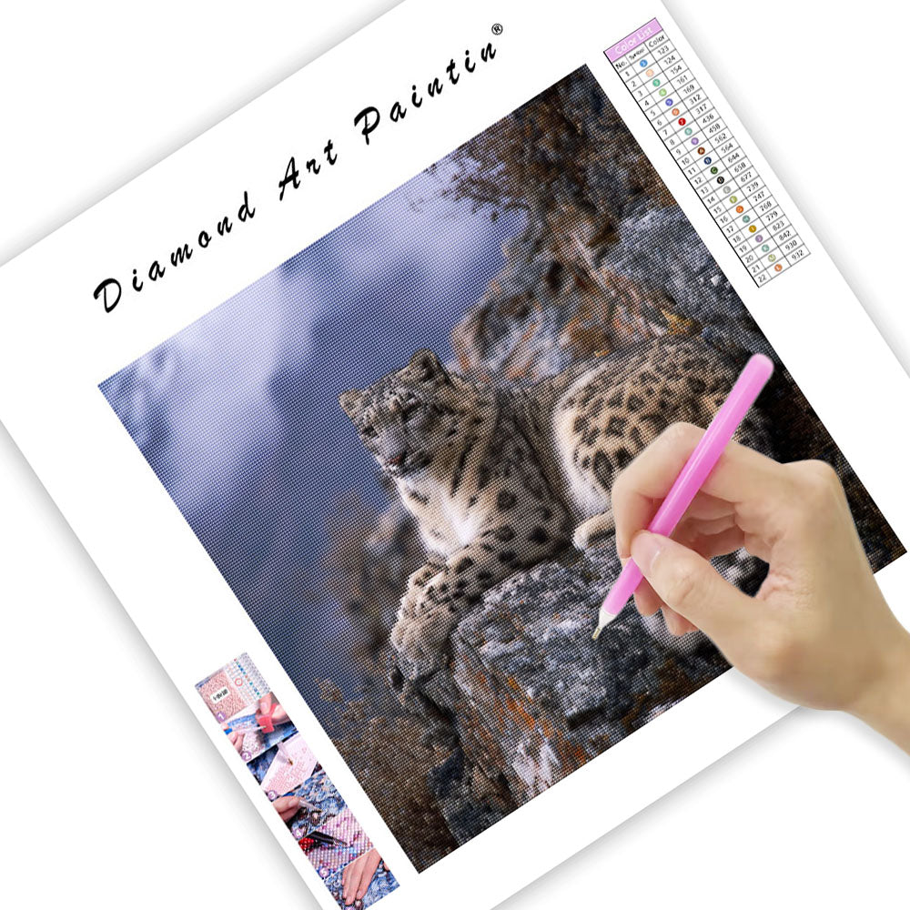 Snow Leopard on Cliff - Diamond Painting
