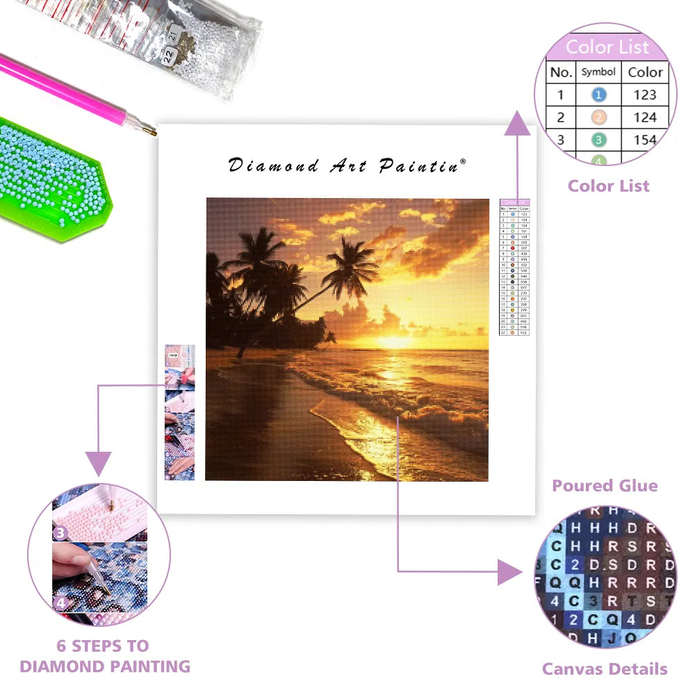 Golden Sunset Beach - Diamond Painting
