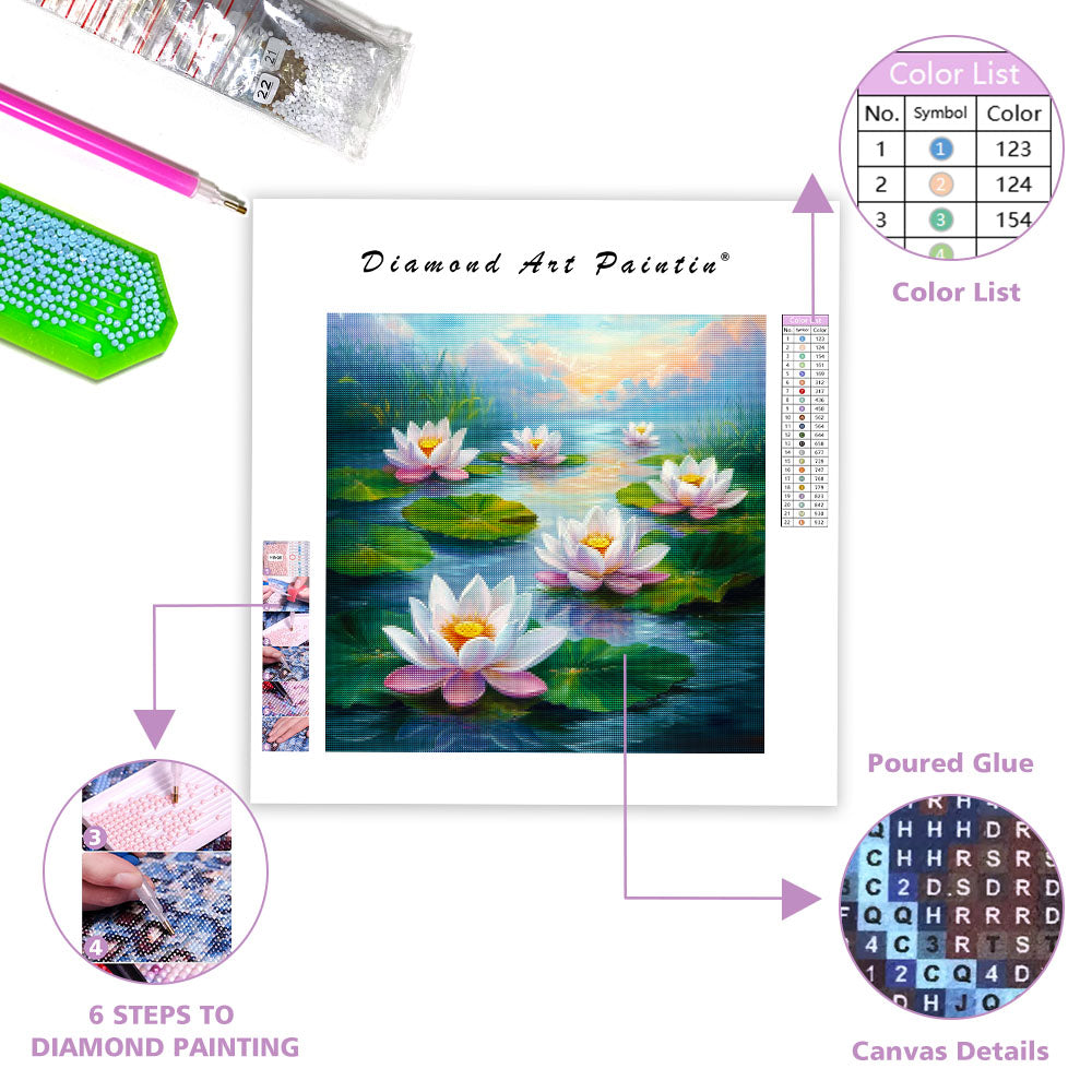 Lotus Pond - Diamond Painting