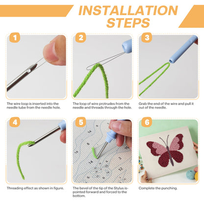 Purple Butterfly - Punch Needle