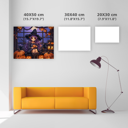 Witch Girl with Purple Hair - Diamond Painting