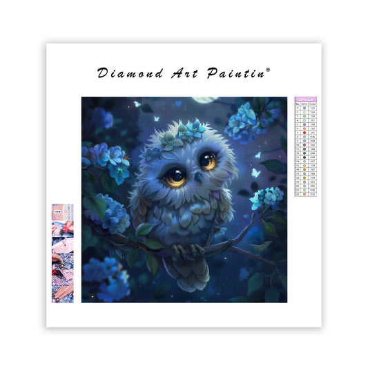 Moonlit Wreath Owl - Diamond Painting