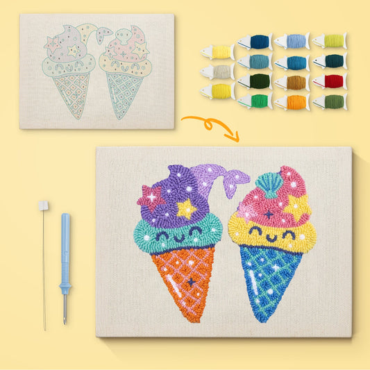 Ice Cream Cones - Punch Needle